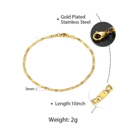 Minimalist Metal Anklets Women Gold Color Stainless Steel Figaro Rope Curb Link Leg Chain Basic Chic Lady Girl Jewelry 10inch