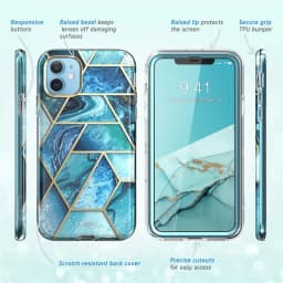 For iPhone 12 Case/12 Pro Case 6.1" (2020) I-BLASON Cosmo Full-Body Glitter Marble Bumper Case with Built-in Screen Protector