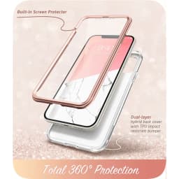 For iPhone 12 Case/12 Pro Case 6.1" (2020) I-BLASON Cosmo Full-Body Glitter Marble Bumper Case with Built-in Screen Protector