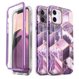 For iPhone 12 Case/12 Pro Case 6.1" (2020) I-BLASON Cosmo Full-Body Glitter Marble Bumper Case with Built-in Screen Protector