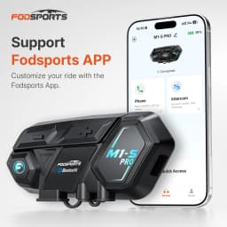 Fodsports M1-S Pro Motorcycle Intercom Bluetooth Helmet Headset,Moto Communicator BT Interphone,10 Riders 2000M,Support APP.