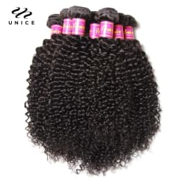 Unice Hair Peruvian Curly Hair Bundles 1/3Pcs 12A Grade 100% Human Hair Extensions 8"-26" Human Hair Weave Bundles Natural Color