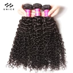 Unice Hair Peruvian Curly Hair Bundles 1/3Pcs 12A Grade 100% Human Hair Extensions 8"-26" Human Hair Weave Bundles Natural Color