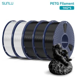 SUNLU PETG 1KG 3D Filament 1.75MM 5Rolls Arranged Neatly No Knots No Bubble Bright Color Exo-Friendly Good Toughness