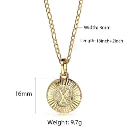 Chic 2pcs Letter Pendants with Figaro Chain Necklace Stainless Steel Link Choker for Men Women Gold Color Jewelry Gift 18inch