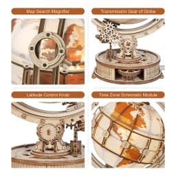 Robotime Luminous Wooden Globe Light Night 3D Puzzle Games for Christmas Gift for Adults for Home Decor Desk Decor