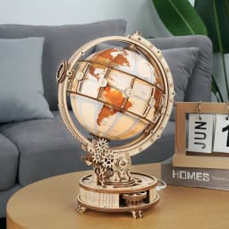 Robotime Luminous Wooden Globe Light Night 3D Puzzle Games for Christmas Gift for Adults for Home Decor Desk Decor