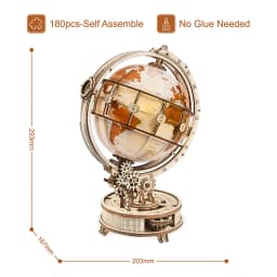 Robotime Luminous Wooden Globe Light Night 3D Puzzle Games for Christmas Gift for Adults for Home Decor Desk Decor