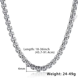 Width 2mm/3mm/4mm Round Box Link Chain for Mens Women Silver Color Stainless Steel Neckalce Never Fade Waterproof Dropshipping