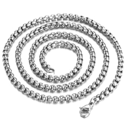 Width 2mm/3mm/4mm Round Box Link Chain for Mens Women Silver Color Stainless Steel Neckalce Never Fade Waterproof Dropshipping