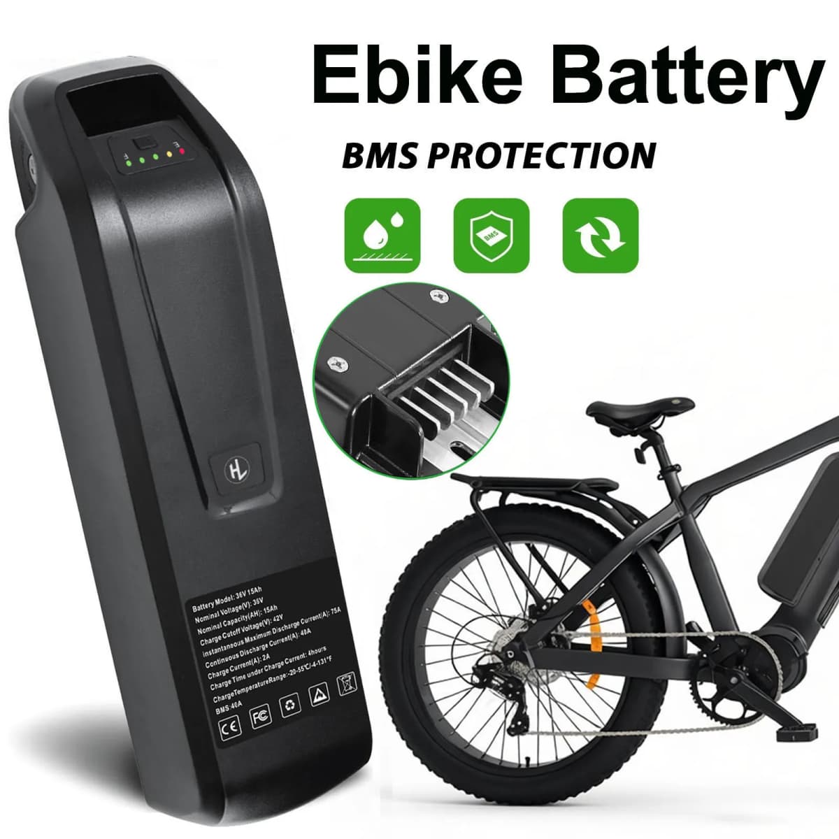 36V 10Ah/15Ah/20AH Hailong Ebike Battery with USB Lithium Li-ion 18650 Motor Bike Conversion Kit Electric Bike Bicycle