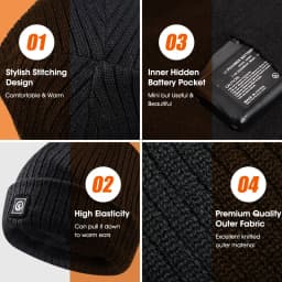 Savior Heated Hat Battery Heated Beanie Electric Rechargeable Warm Winter Heated Fleece Cap