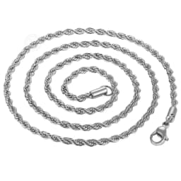 Silver Color Twisted Rope Chain Necklace For Women Men Stainless Steel Link Chain Punk Vintage Metal Collar