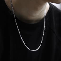 Silver Color Twisted Rope Chain Necklace For Women Men Stainless Steel Link Chain Punk Vintage Metal Collar