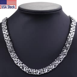 11mm 316L Stainless Steel Flat Byzantine Link Necklace For Mens Boys Punk Hip Hop Silver Color Choker Necklaces KN05