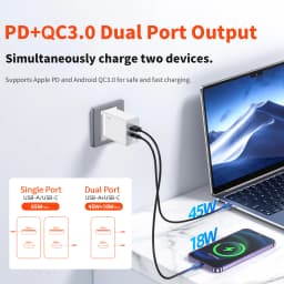 QERE Fast Charger PD 65W GaN Phone Universal Adapters EU Plug Safe Type C USB Intelligent Lightning Fast Charging Mini Portable