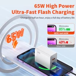 QERE Fast Charger PD 65W GaN Phone Universal Adapters EU Plug Safe Type C USB Intelligent Lightning Fast Charging Mini Portable