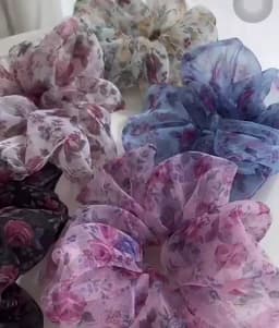 2021 New Fashion Oversized Organza Flower Large Hair Scrunchies Elastic Hair Ropes For Woman Girls Temperament Hair Accessories