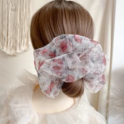 2021 New Fashion Oversized Organza Flower Large Hair Scrunchies Elastic Hair Ropes For Woman Girls Temperament Hair Accessories