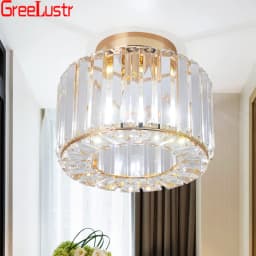 Gold /Black Modern Crystal Chandeliers Ceiling Light Flush Mount Ceilings Lamp E27 LED Fixtures for Bedroom Hallway Office