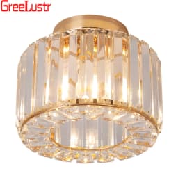 Gold /Black Modern Crystal Chandeliers Ceiling Light Flush Mount Ceilings Lamp E27 LED Fixtures for Bedroom Hallway Office