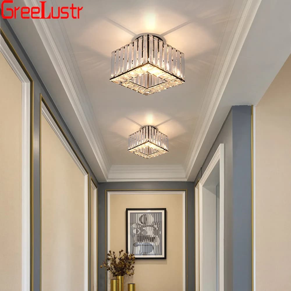 Gold /Black Modern Crystal Chandeliers Ceiling Light Flush Mount Ceilings Lamp E27 LED Fixtures for Bedroom Hallway Office