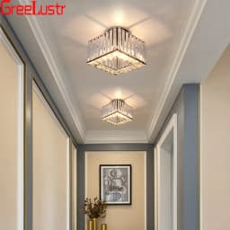 Gold /Black Modern Crystal Chandeliers Ceiling Light Flush Mount Ceilings Lamp E27 LED Fixtures for Bedroom Hallway Office