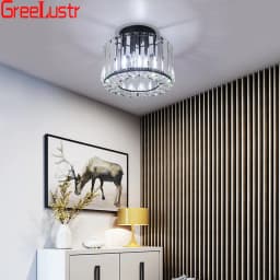 Gold /Black Modern Crystal Chandeliers Ceiling Light Flush Mount Ceilings Lamp E27 LED Fixtures for Bedroom Hallway Office