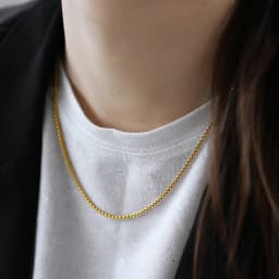 Width 2mm Round Box Chain Necklaces For Women Men Gold Color Stainless Steel Necklace Never Fade Wholesale Jewelry KN385