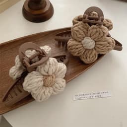 New Fashion Woolen Flower Hair Claw For Woman Elegant Hair Clips Barrette Crab Headband Ponytail Headwear Hair Accessories