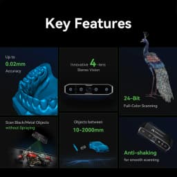 Creality CR Scan Otter 3D Handheld Scanner 0.02mm Accuracy Large Small 3D Scans Four-lens Stereo Vision 20fps Scanning 10-2000mm