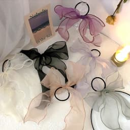 1PC Organza Streamers Elastic Hair Bands for Women Girls Bowknot Scrunchies Headband Hair Ties Ponytail Holder Hair Accessories