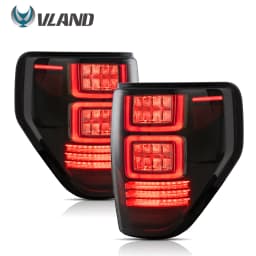 VLAND For 2009-2014 Ford F150 F-150 SVT Raptor Pickup Rear Tail Light Brake Lamps Elegant Black Frame Smoked Car Accessories