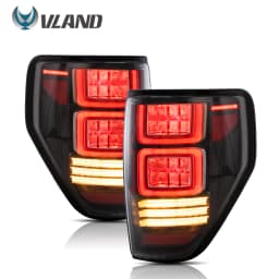 VLAND For 2009-2014 Ford F150 F-150 SVT Raptor Pickup Rear Tail Light Brake Lamps Elegant Black Frame Smoked Car Accessories
