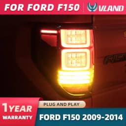 VLAND For 2009-2014 Ford F150 F-150 SVT Raptor Pickup Rear Tail Light Brake Lamps Elegant Black Frame Smoked Car Accessories