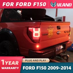 VLAND For 2009-2014 Ford F150 F-150 SVT Raptor Pickup Rear Tail Light Brake Lamps Elegant Black Frame Smoked Car Accessories