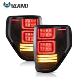 VLAND For 2009-2014 Ford F150 F-150 SVT Raptor Pickup Rear Tail Light Brake Lamps Elegant Black Frame Smoked Car Accessories
