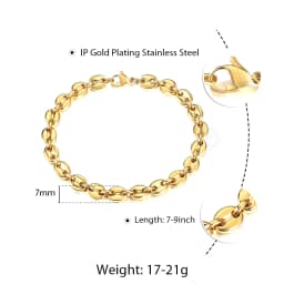 7/9/11mm Stainless Steel Coffee Beans Marina Link Chain Bracelets For Men Women Bracelet Jewelry Gifts