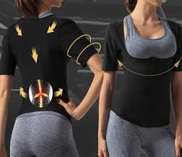 Sauna Shirt for Women Sauna Short Sleeve Sweat Vest Weight Loss Sauna Suit Training Slimming Body Shaper Workout Heat Trapping