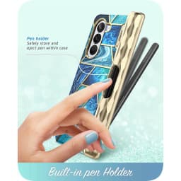 For Samsung Galaxy Z Fold 5 Case 7.6” I-BLASON Cosmo Stylish Protective Bumper Case with Built-in Screen Protector & Pen Holder