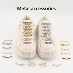 Fashion Metal Shoe Charms Luxury Diamond Pearl Sneaker Charms Gold Silver Shoe decoration DIY Shoelaces Buckles Shoes Accesories