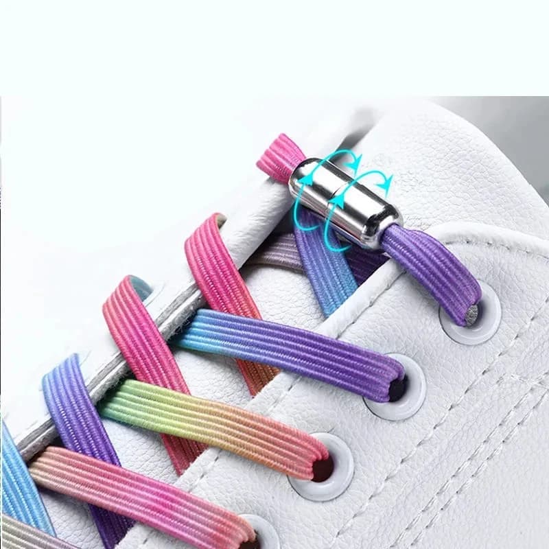 Rainbow Elastic Laces Sneakers Colourful Flat Bands Shoelaces Without ties Adult Kids Tennis No Tie Shoe laces Shoes Accessories
