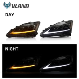 VLAND Headlamp Car Assembly For LEXUS IS250 Headlight IS350 IS300 2006-2012 IS220d/IS F Clear Lamplight With Moving Turn Signal