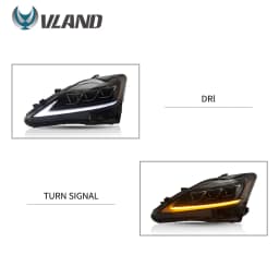 VLAND Headlamp Car Assembly For LEXUS IS250 Headlight IS350 IS300 2006-2012 IS220d/IS F Clear Lamplight With Moving Turn Signal