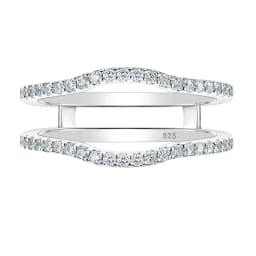 Newshe 925 Sterling Silver Adjustable Guard Enhancer Curved Ring AAAAA Cubic Zircon Stack Wrap for Women Engagement Fine Jewelry