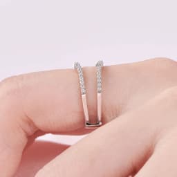 Newshe 925 Sterling Silver Adjustable Guard Enhancer Curved Ring AAAAA Cubic Zircon Stack Wrap for Women Engagement Fine Jewelry