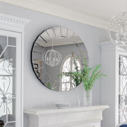 31.5" Cricle Large Round Decorative Mirrors for Wall Decor Antique Venetian Ornate Mirror for Bedroom, Bathroom, Living Room