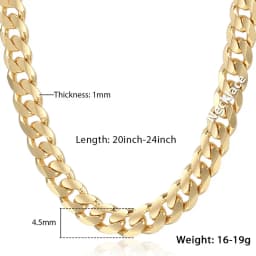 Trendsmax Men's Cuban Link Chain Necklace Gold Color Chain Necklace Gift For Men Hiphop Wholesale Jewelry 4.5mm 50cm 60cm GN438