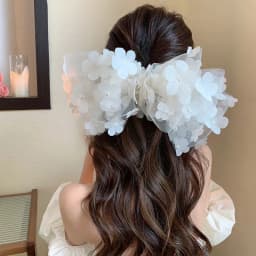 Fashion Multi-layer Mesh Broken Flower Three-dimensional Bow Headdress  Summer Back Head Clip Hairpin Hair Accessories