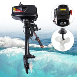 3.6HP 2 Stroke Heavy Duty Outboard Motor Electric Boat Motor Boat Engine CDI Ignition & Water Cooling System Short Shaft